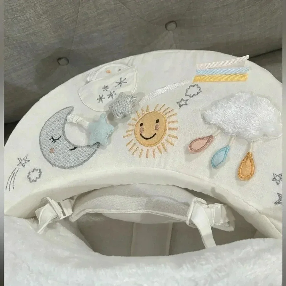 Pottery Barn Kids Plush White Baby Floor Seat with Tray